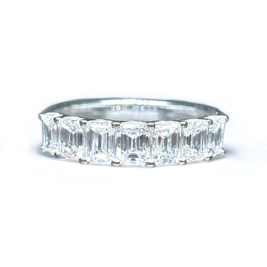 18K白金方形鑽石半環戒指
