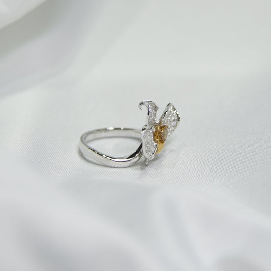 18K白金金鑽石蘭花設計鑽石戒指