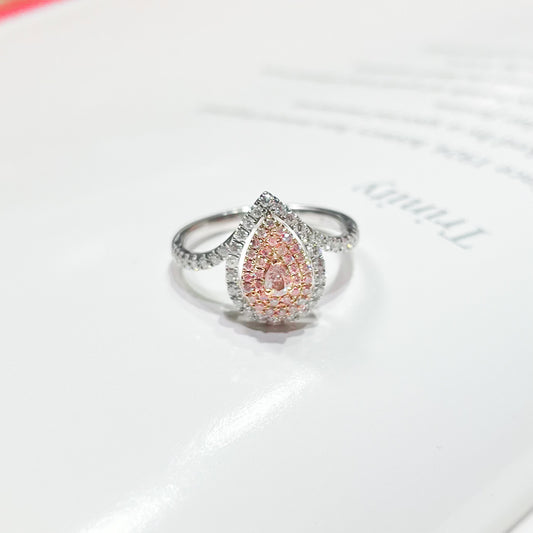 18K白金粉紅鑽石戒指