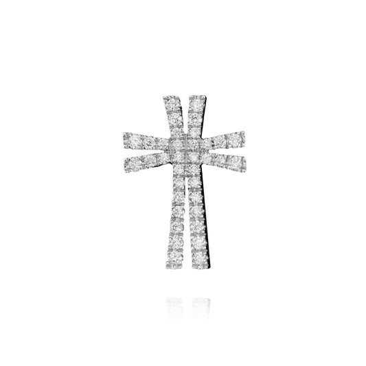 18K白十字設計鑽石吊墜